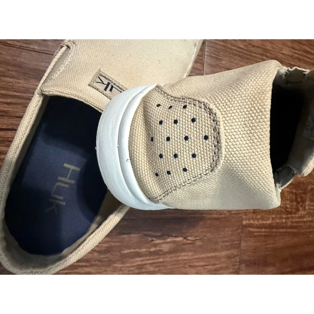 Huk Brewster Mens Beige Canvas Slip On Fishing Deck Shoes H8012000250 Size 10